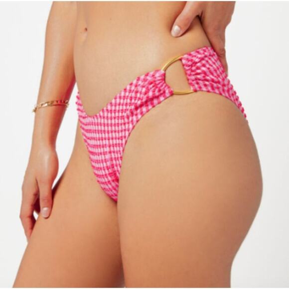 L*Space  Gingham Mondo Bikini Bottom Classic L - Picture 7 of 7